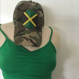 Camouflage Jamaican Style Baseball Cap Round Flag.
